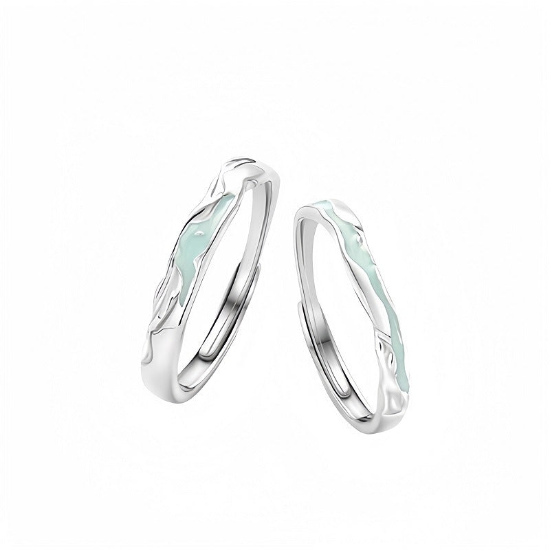 S925 Silver Couple Ring Female Men's Niche