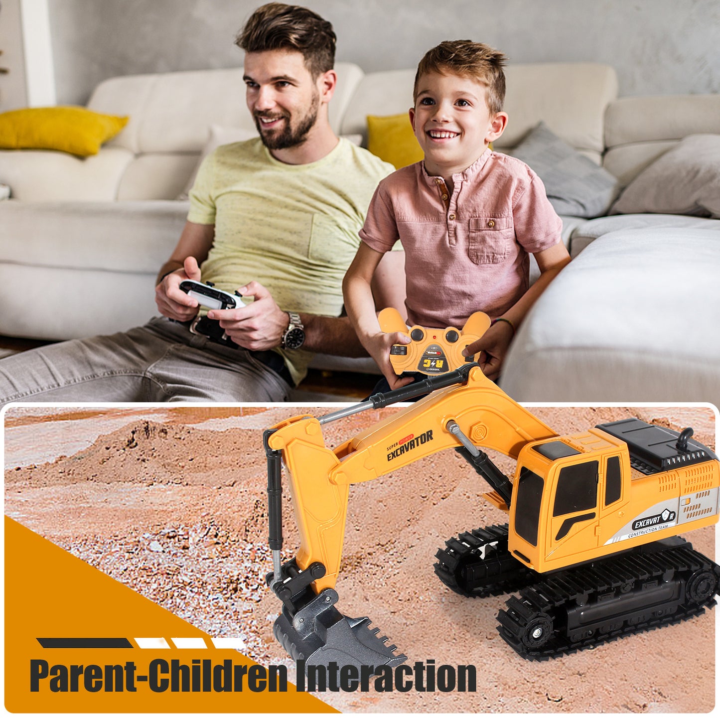 2025 Remote Control Excavator RC Digger Truck Construction Vehicles Boys Toys,with Metal Shovel & Light.Boy Presents, Birthday Presents,Logistics Is Sent Randomly By UPS,USPS
