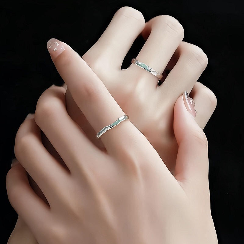 S925 Silver Couple Ring Female Men's Niche
