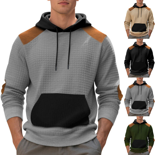 Men's Leisure Pullover Jacquard Multicolor Hoodie Hooded Large Pocket