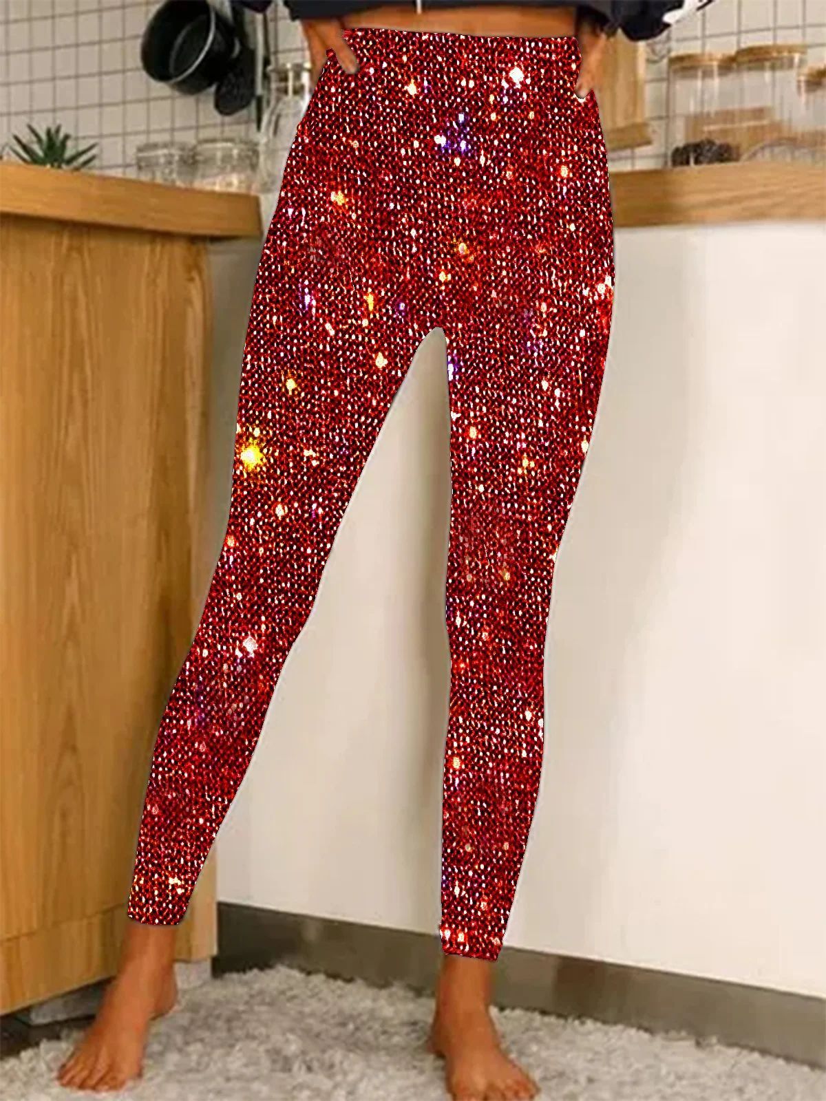 European And American Leggings Sequined Casual Outdoor Pants