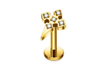 G23 Titanium Alloy Tongue Pin Thread Personality Rose Ear Bone Stud