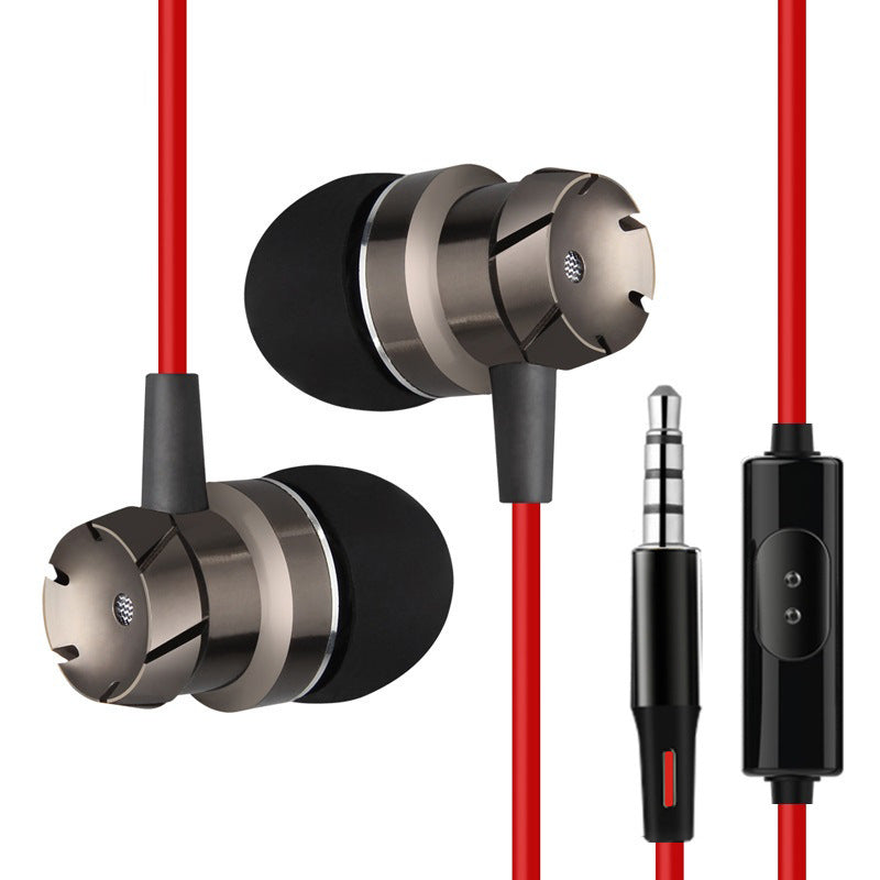 Metal Hot-selling In-ear Turbine Dynamic Bass Boost With Mic Wire Control Mobile Phone Universal Headset