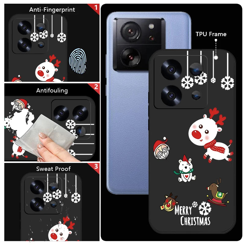 Cute Christmas Pattern Phone Case For Xiaomi Redmi Note 14 13 Pro Plus 12 14 Pro 5G Note 13C 11 13 14 4G Soft TPU Silicone Cover